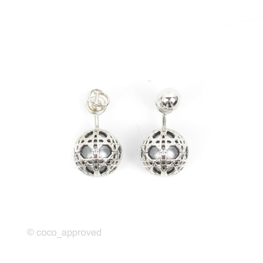 Dior Pearl Secret Cannage Mise En Dior Tribales Earrings Silver Tone