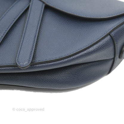 Christian Dior Saddle Bag Navy Grained Calfskin Gold Hardware