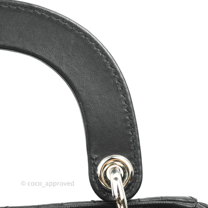 Christian Dior Cannage Mini Lady Dior Black Silver Hardware