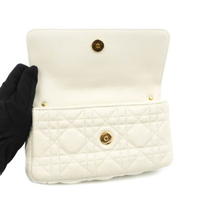 Dior Caro Pouch with Chain Latte Supple Cannage Calfskin