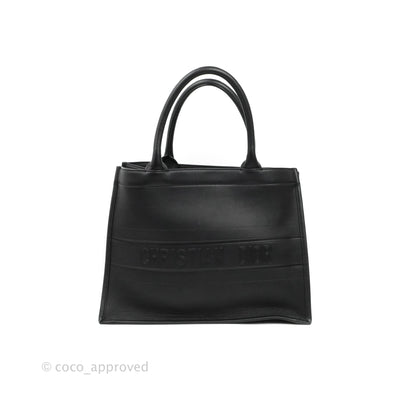 Christian Dior Medium Embossed Book Tote Black Calfskin