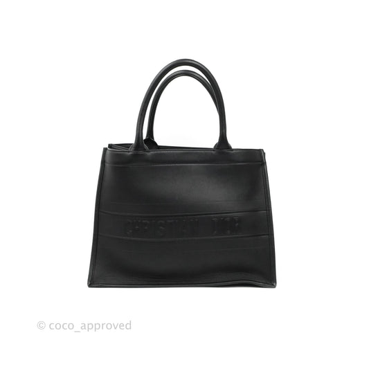 Christian Dior Medium Embossed Book Tote Black Calfskin