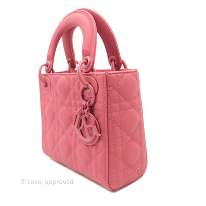 Christian Dior Mini Cannage Lady Dior Dark Pink Matte Pink Hardware