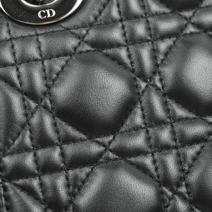 Christian Dior Cannage Mini Lady Dior Black Silver Hardware