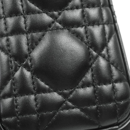 Christian Dior Cannage Mini Lady Dior Black Silver Hardware