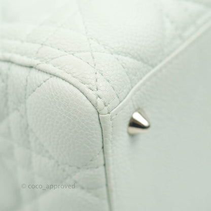 Christian Dior Medium Lady Dior Light Mint Grained Leather Silver Hardware