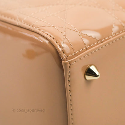 Christian Dior Medium Lady Dior Blush Patent Gold Hardware