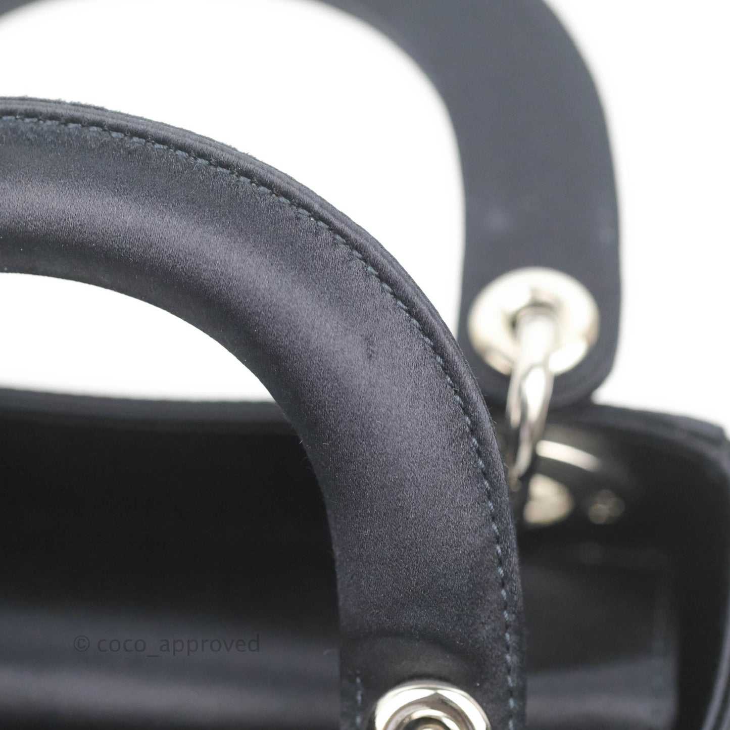 Christian Dior Mini Lady Dior Bag Black Strass Cannage Satin Silver Hardware