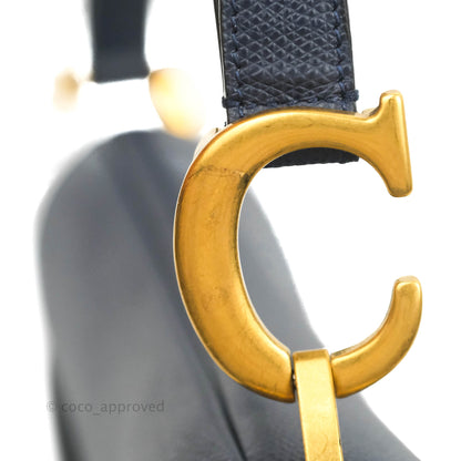 Christian Dior Saddle Bag Navy Grained Calfskin Gold Hardware