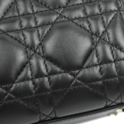 Christian Dior Cannage Mini Lady Dior Black Silver Hardware