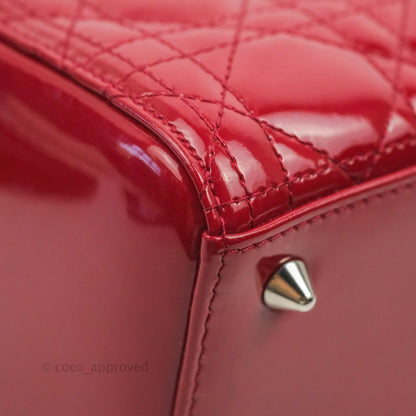 Christian Dior Medium Lady Dior Red Patent Silver Hardware