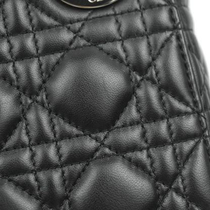 Christian Dior Cannage Mini Lady Dior Black Silver Hardware