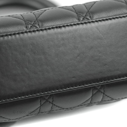 Christian Dior Cannage Mini Lady Dior Black Silver Hardware