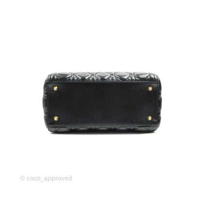 Christian Dior Medium Lady Dior Black Lambskin Gold Hardware