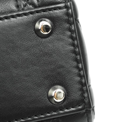 Christian Dior Cannage Mini Lady Dior Black Silver Hardware