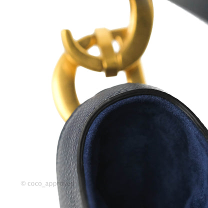 Christian Dior Saddle Bag Navy Grained Calfskin Gold Hardware
