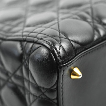 Christian Dior Medium Lady Dior Black Lambskin Gold Hardware