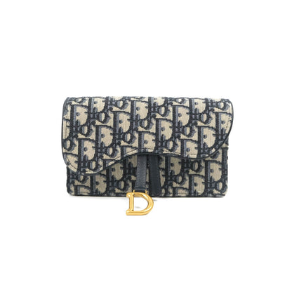 Christian Dior Blue Dior Oblique Jacquard Saddle Belt Pouch