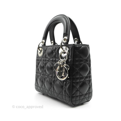 Christian Dior Cannage Mini Lady Dior Black Silver Hardware