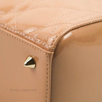 Christian Dior Medium Lady Dior Blush Patent Gold Hardware