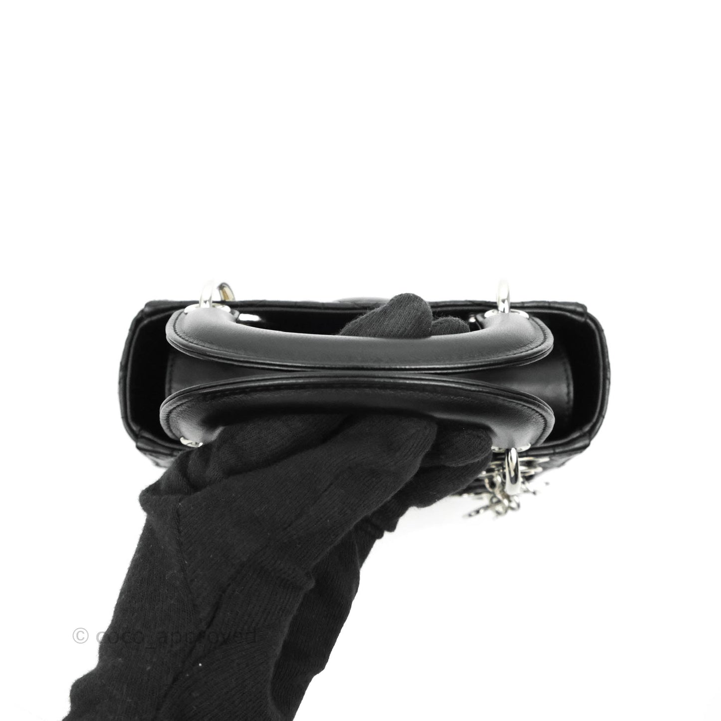 Christian Dior Cannage Mini Lady Dior Black Silver Hardware