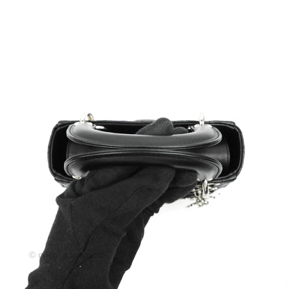 Christian Dior Cannage Mini Lady Dior Black Silver Hardware