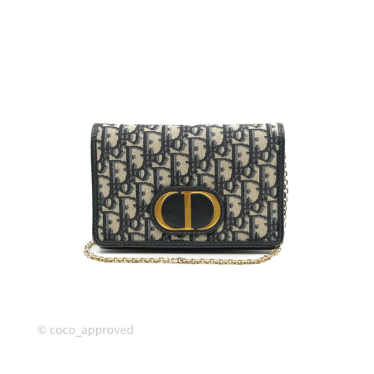 Christian Dior 30 Montaigne Blue Oblique Jacquard 2-in-1 Pouch