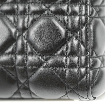 Christian Dior Medium Lady Dior Black Lambskin Gold Hardware