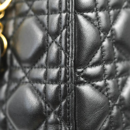 Christian Dior Medium Lady Dior Black Lambskin Gold Hardware