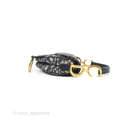 Christian Dior Mini Saddle Bag Blue Oblique Jacquard Gold Hardware