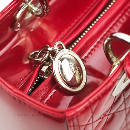 Christian Dior Medium Lady Dior Red Patent Silver Hardware