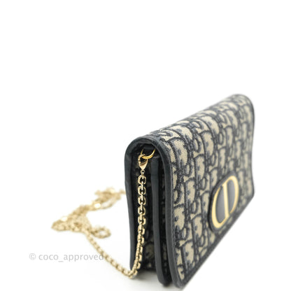 Christian Dior 30 Montaigne Blue Oblique Jacquard 2-in-1 Pouch