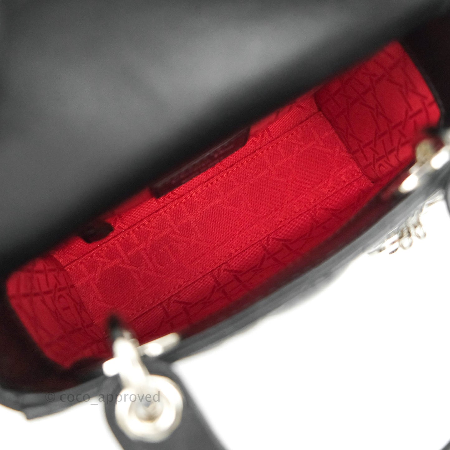 Christian Dior Cannage Mini Lady Dior Black Silver Hardware