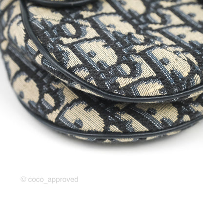 Christian Dior Mini Saddle Bag Blue Oblique Jacquard Gold Hardware