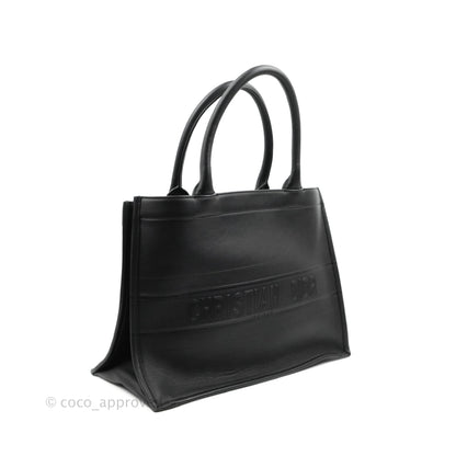 Christian Dior Medium Embossed Book Tote Black Calfskin