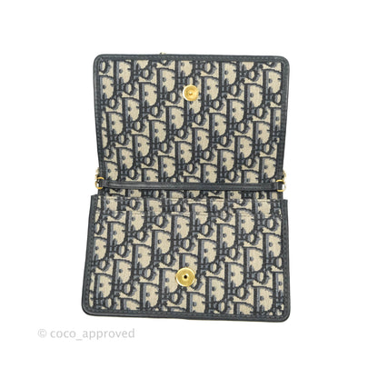 Christian Dior 30 Montaigne Blue Oblique Jacquard 2-in-1 Pouch