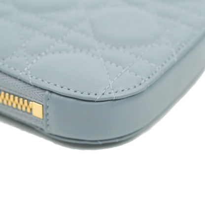 Christian Dior Lady Dior Phone Holder Cloud Blue Cannage Lambskin