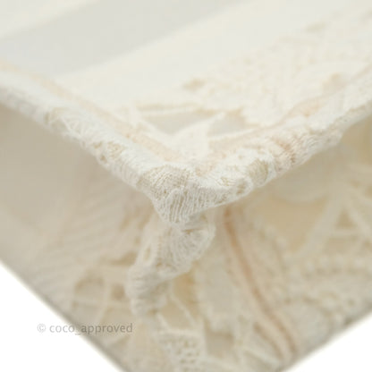 Dior Mini Book Tote Natural Macramé-Effect Embroidery