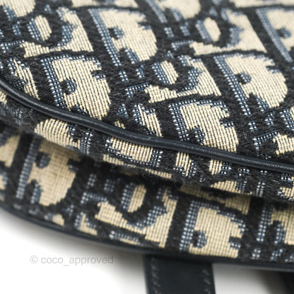 Christian Dior Mini Saddle Bag Blue Oblique Jacquard Gold Hardware