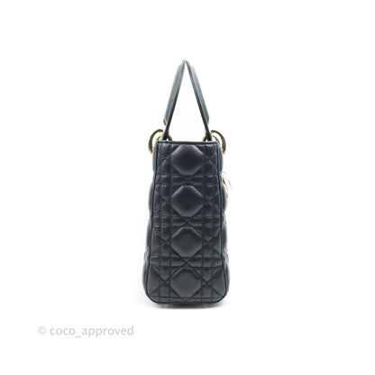 Christian Dior My ABCDior Lady Dior Navy Lambskin Gold Hardware with Twilly