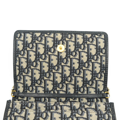 Christian Dior 30 Montaigne Blue Oblique Jacquard 2-in-1 Pouch