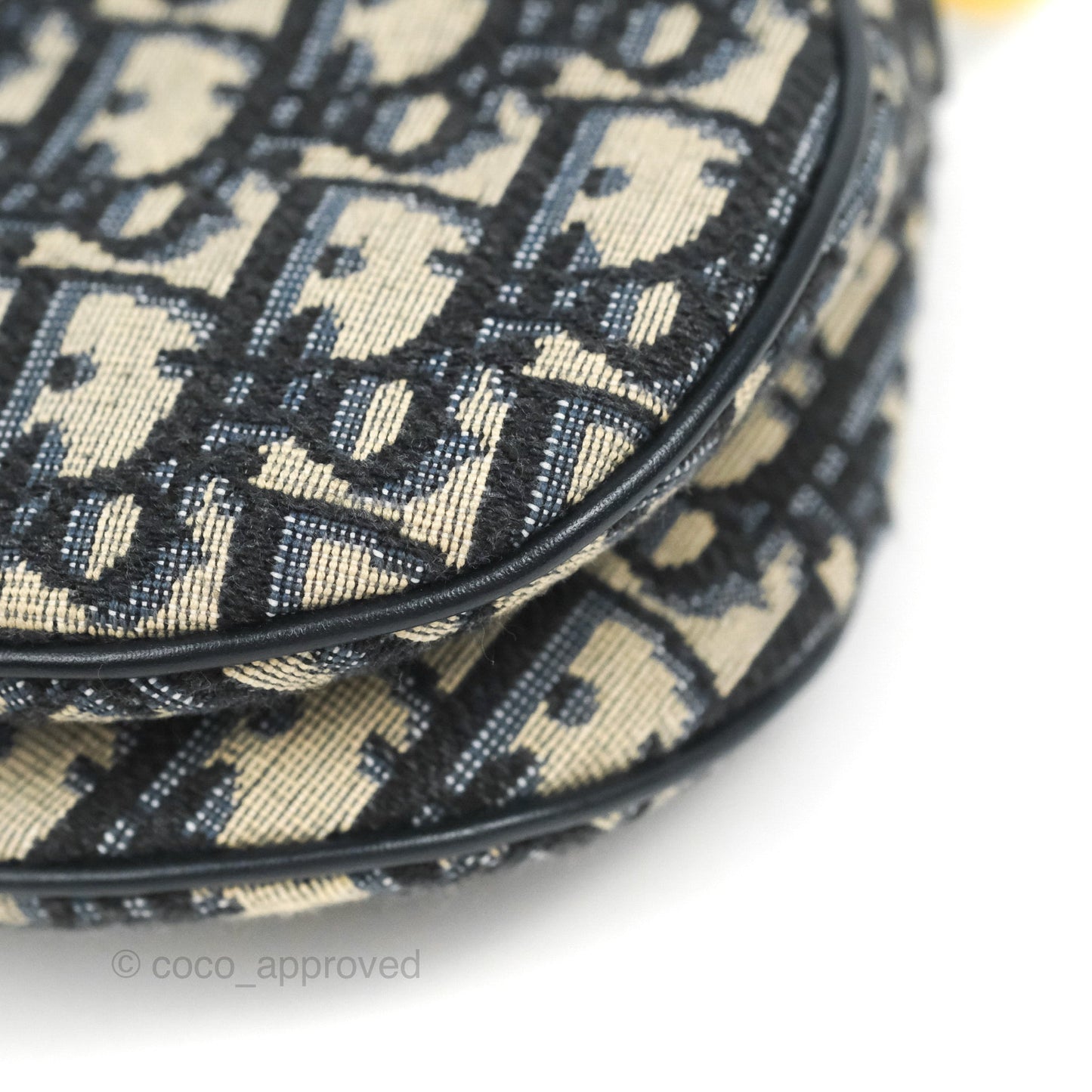 Christian Dior Mini Saddle Bag Blue Oblique Jacquard Gold Hardware