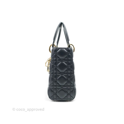 Christian Dior My ABCDior Lady Dior Navy Lambskin Gold Hardware with Twilly