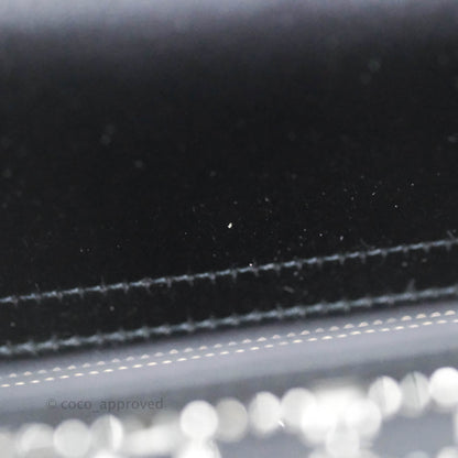 Christian Dior Mini Lady Dior Bag Black Strass Cannage Satin Silver Hardware