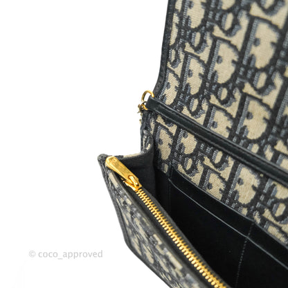 Christian Dior 30 Montaigne Blue Oblique Jacquard 2-in-1 Pouch