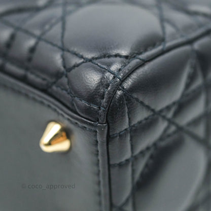 Christian Dior My ABCDior Lady Dior Navy Lambskin Gold Hardware with Twilly