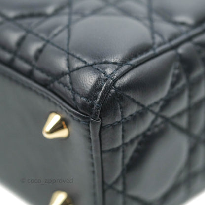 Christian Dior My ABCDior Lady Dior Navy Lambskin Gold Hardware with Twilly