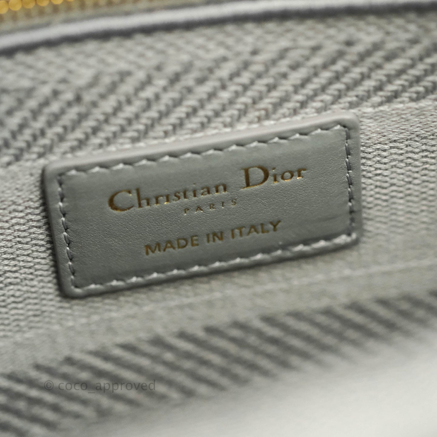 Christian Dior Medium Lady D-Lite Bag Gray Cannage Embroidery Gold Hardware