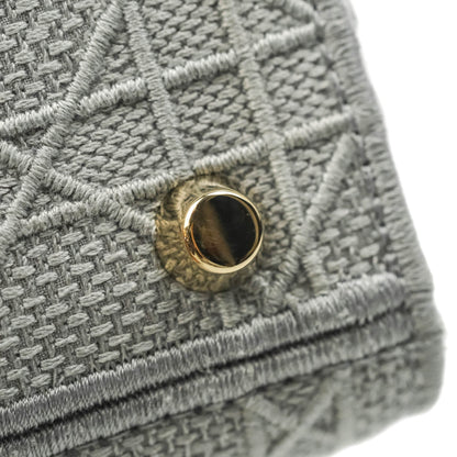 Christian Dior Medium Lady D-Lite Bag Gray Cannage Embroidery Gold Hardware