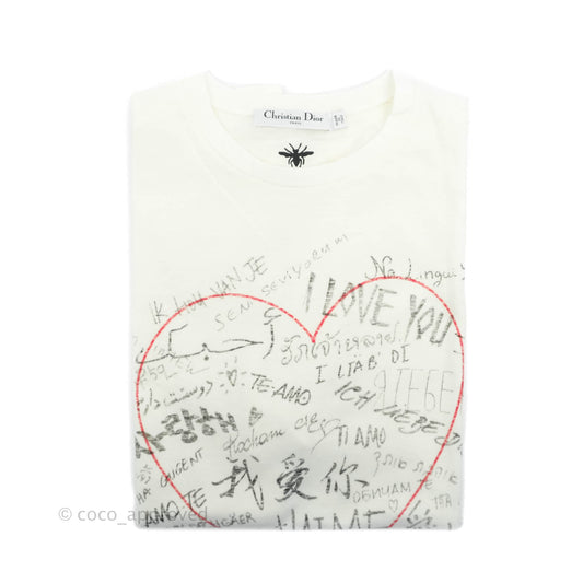 Dior Love T-shirt Off White Cotton and Linen Size M